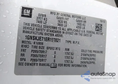 2014 Chevrolet Suburban 1500 Lt z USA, uszkodzony, nr VIN 1GNSKJE71ER197821